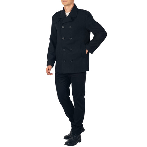 Alpine Swiss Jake Mens Wool Pea Coat Double Breasted Peacoat